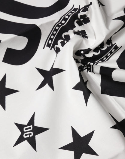 Dolce & Gabbana White DG Crown Print Square Foulard