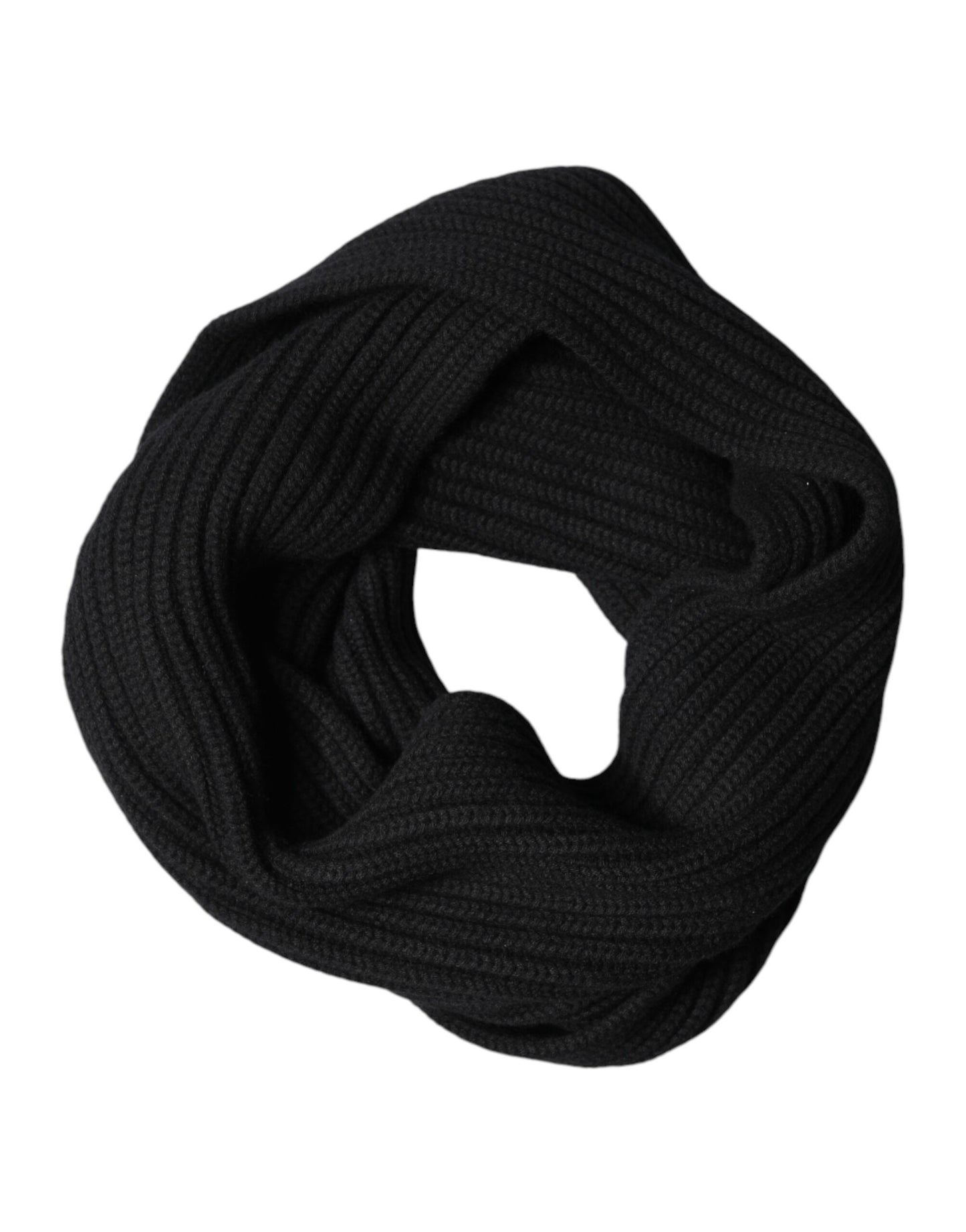 Dolce & Gabbana Black Cashmere Knit Neck Wrap Shawl Scarf