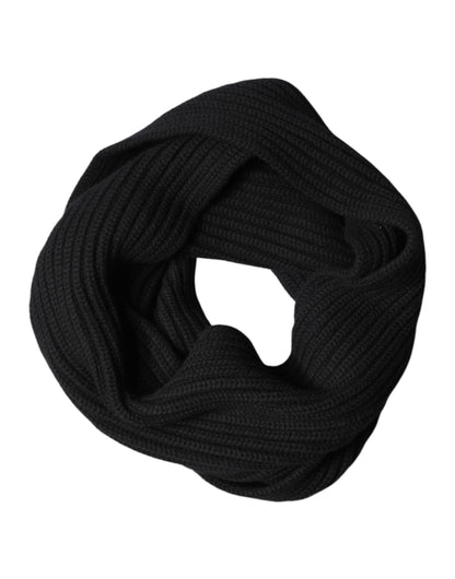Dolce & Gabbana Black Cashmere Knit Neck Wrap Shawl Scarf