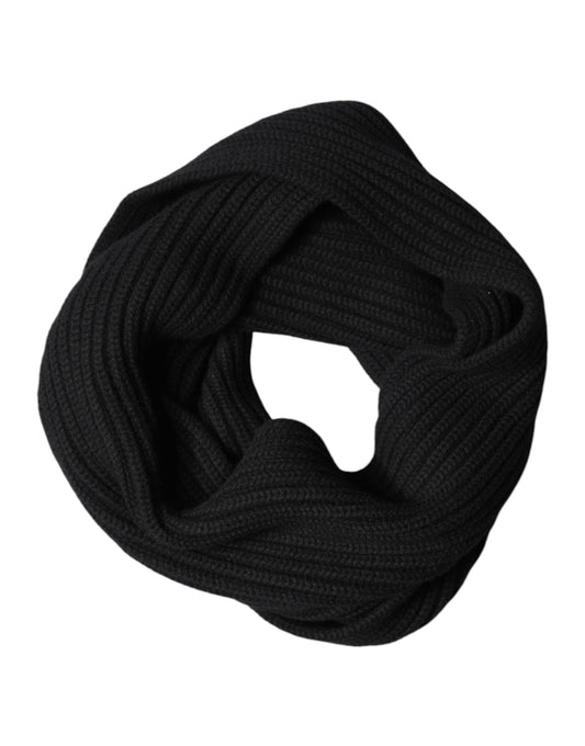 Dolce & Gabbana Black Cashmere Knit Neck Wrap Shawl Scarf