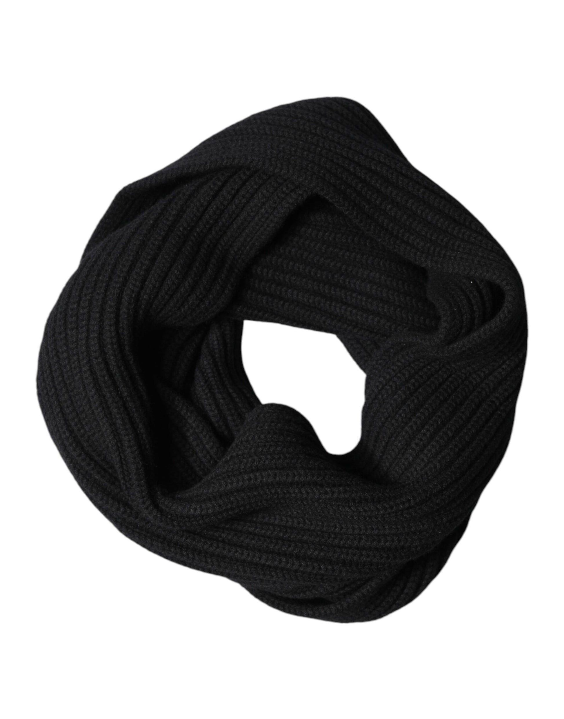 Dolce & Gabbana Black Cashmere Knit Neck Wrap Shawl Scarf