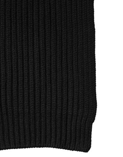 Dolce & Gabbana Black Cashmere Knit Neck Wrap Shawl Scarf