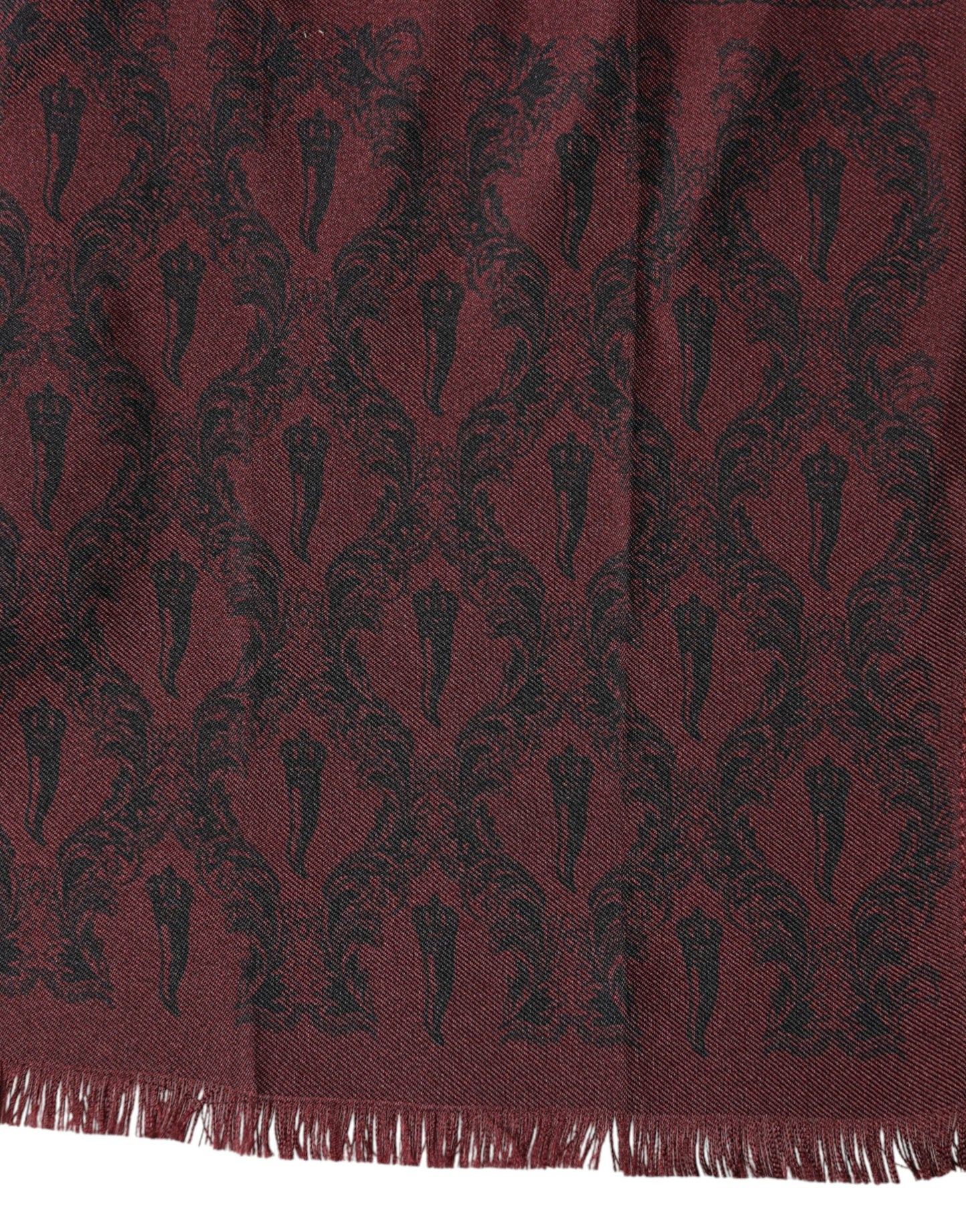 Dolce & Gabbana Maroon Patterned Silk Wrap Foulard for Men