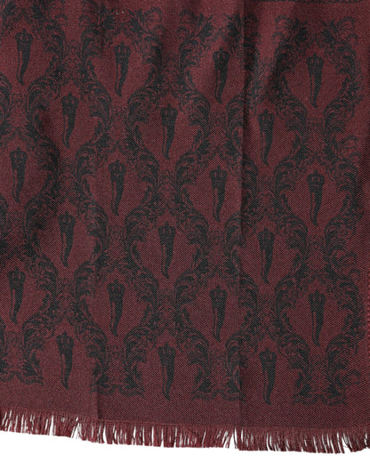 Dolce & Gabbana Maroon Patterned Silk Wrap Foulard for Men