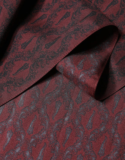 Dolce & Gabbana Maroon Patterned Silk Wrap Foulard for Men