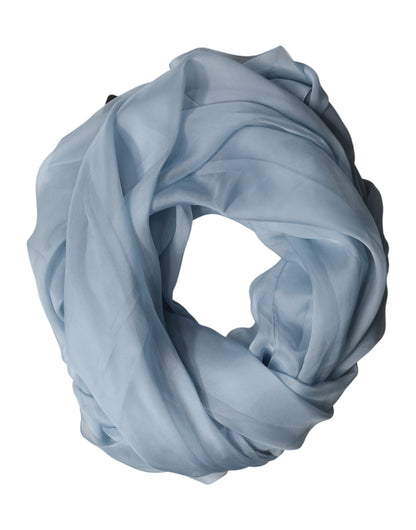 Dolce & Gabbana Light Blue Silk Stole Neck Wrap Shawl