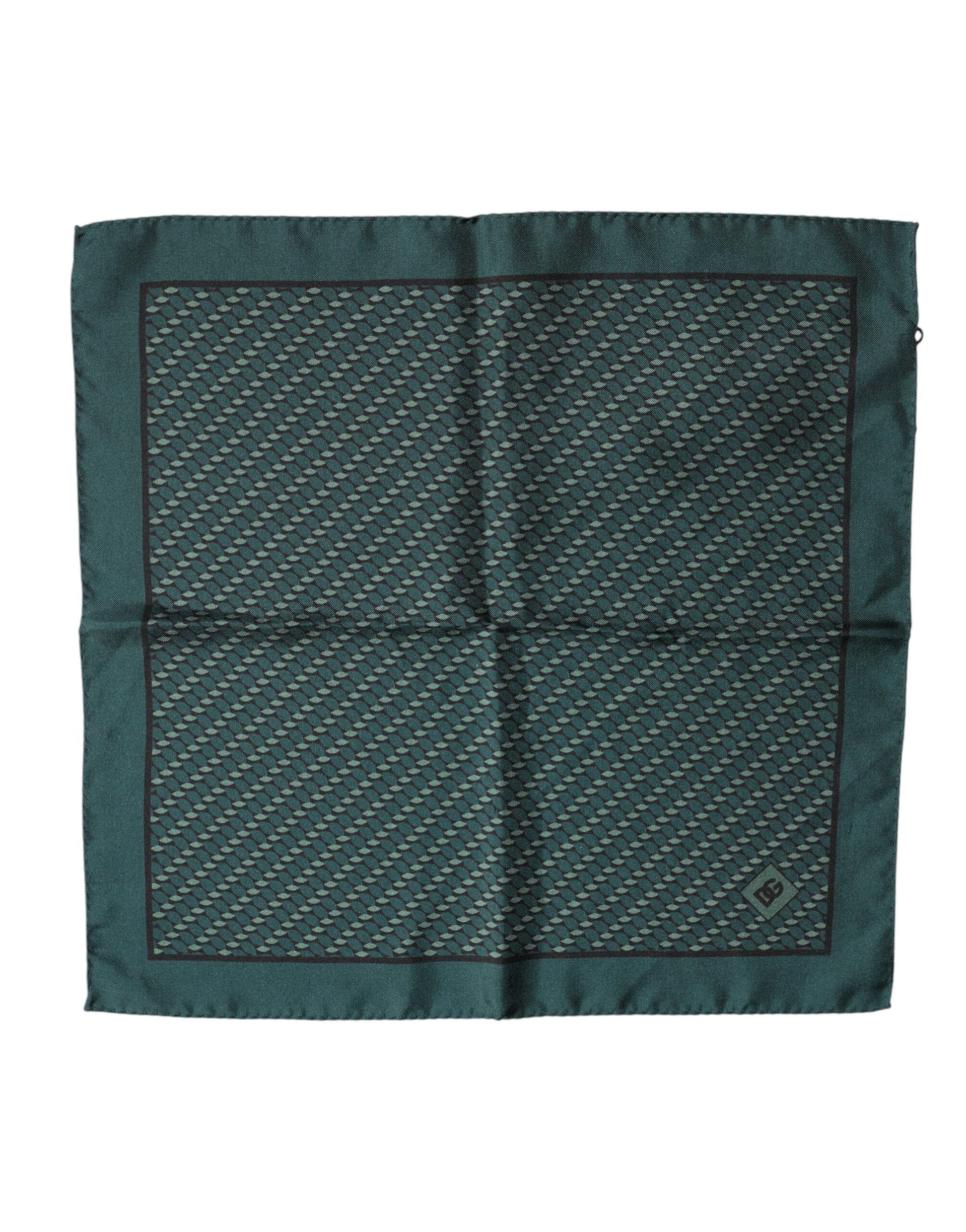 Dolce & Gabbana Dark Green Silk Patterned Handkerchief