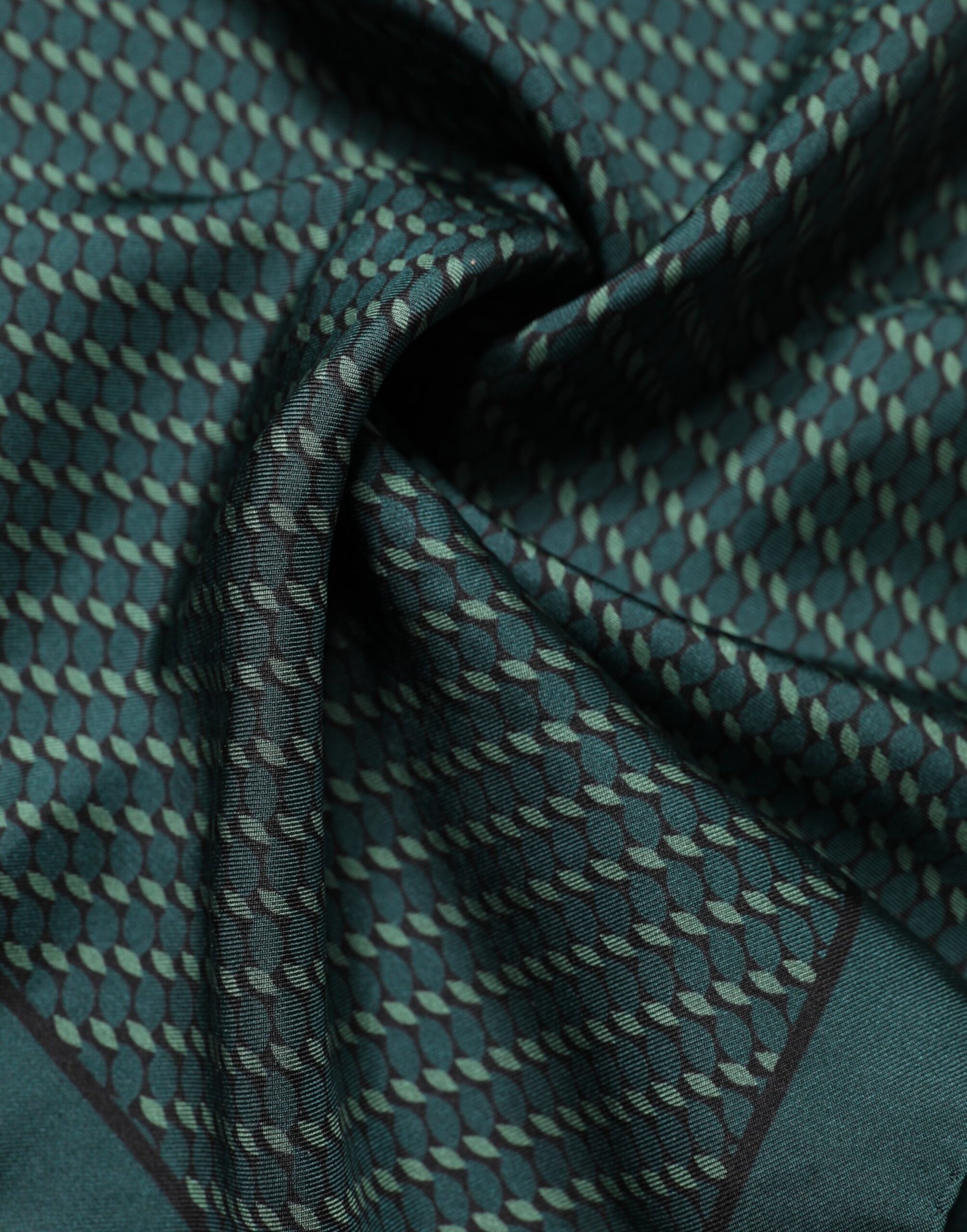 Dolce & Gabbana Dark Green Silk Patterned Handkerchief