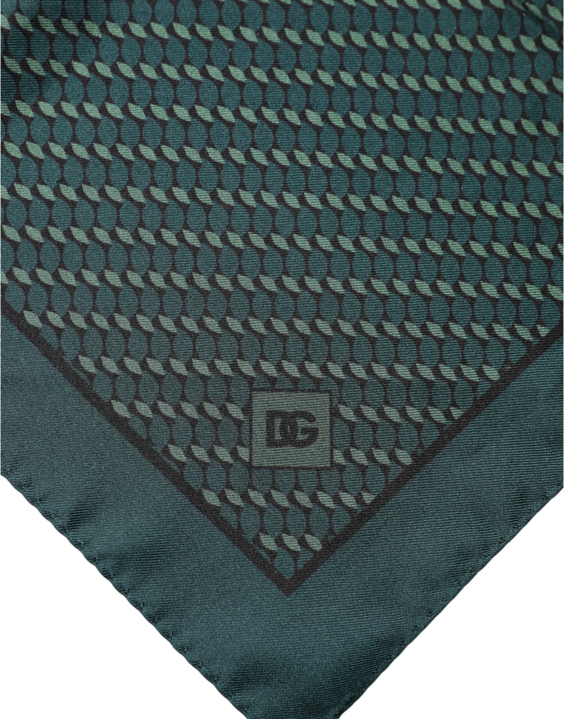 Dolce & Gabbana Dark Green Silk Patterned Handkerchief