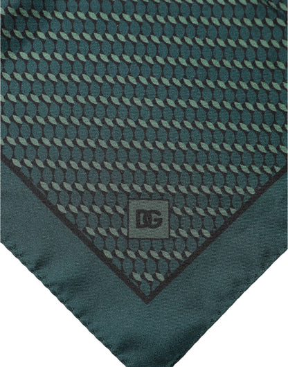 Dolce & Gabbana Dark Green Silk Patterned Handkerchief