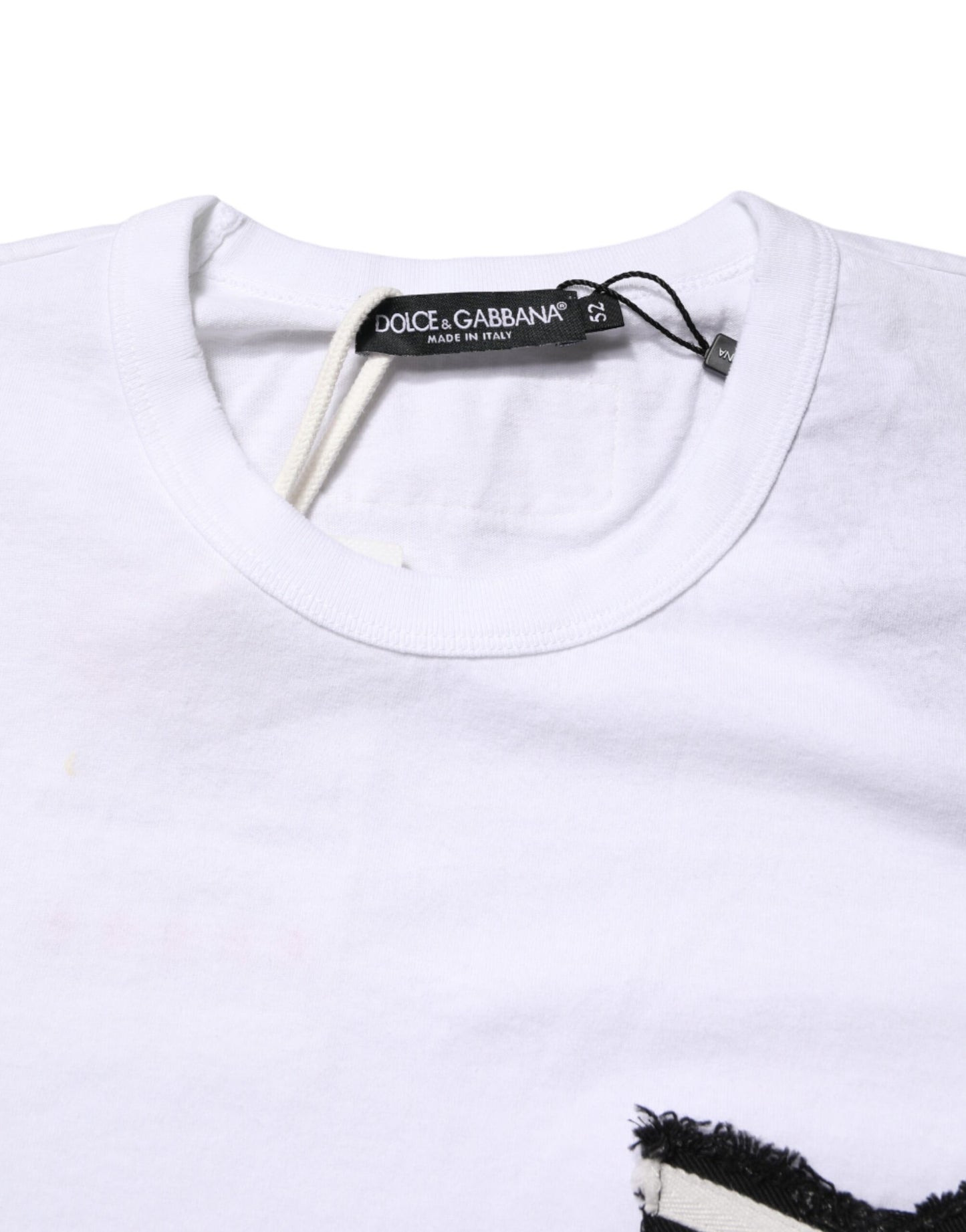 Dolce & Gabbana White Stripes Cotton Crew Neck Tee