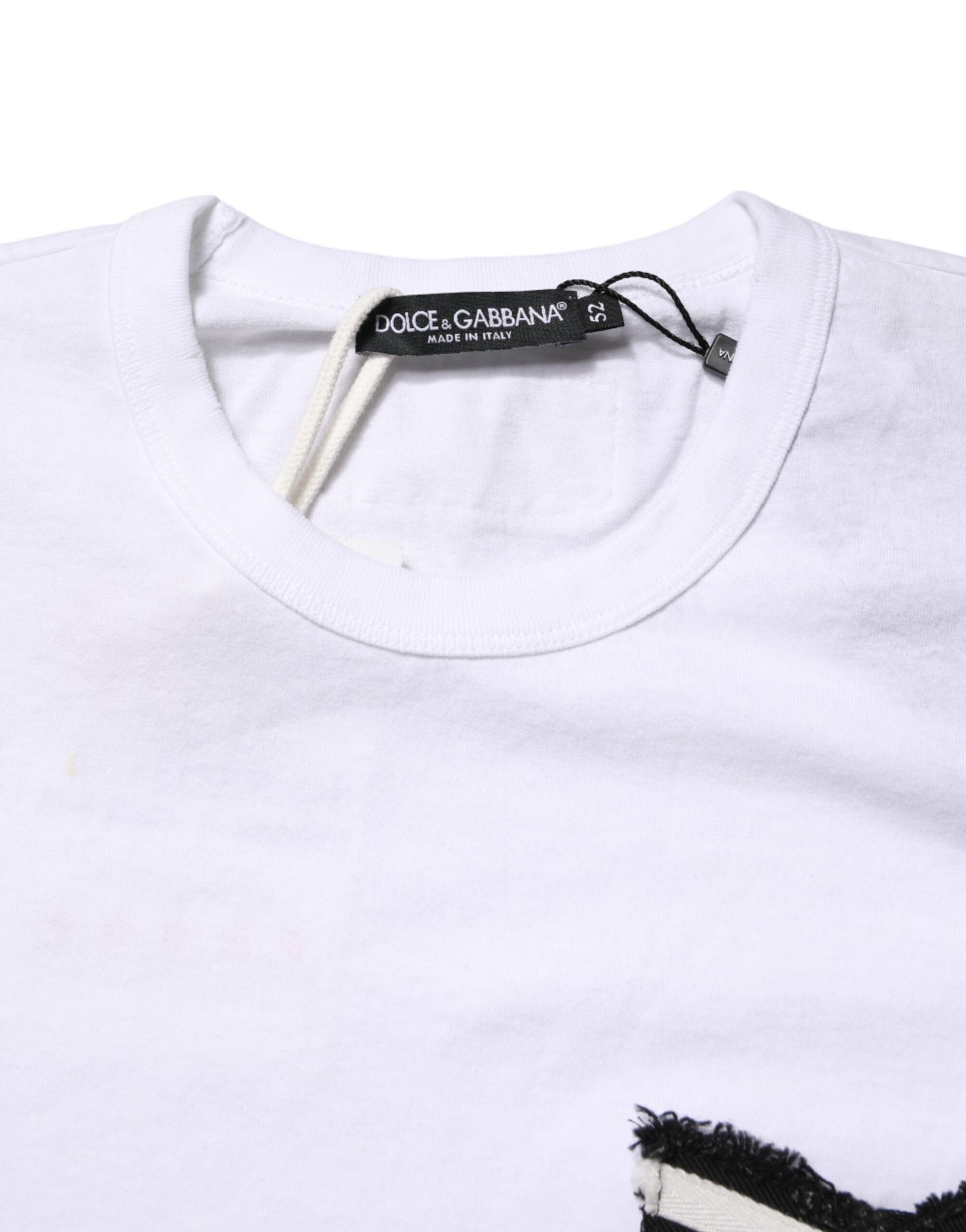 Dolce & Gabbana White Stripes Cotton Crew Neck Tee