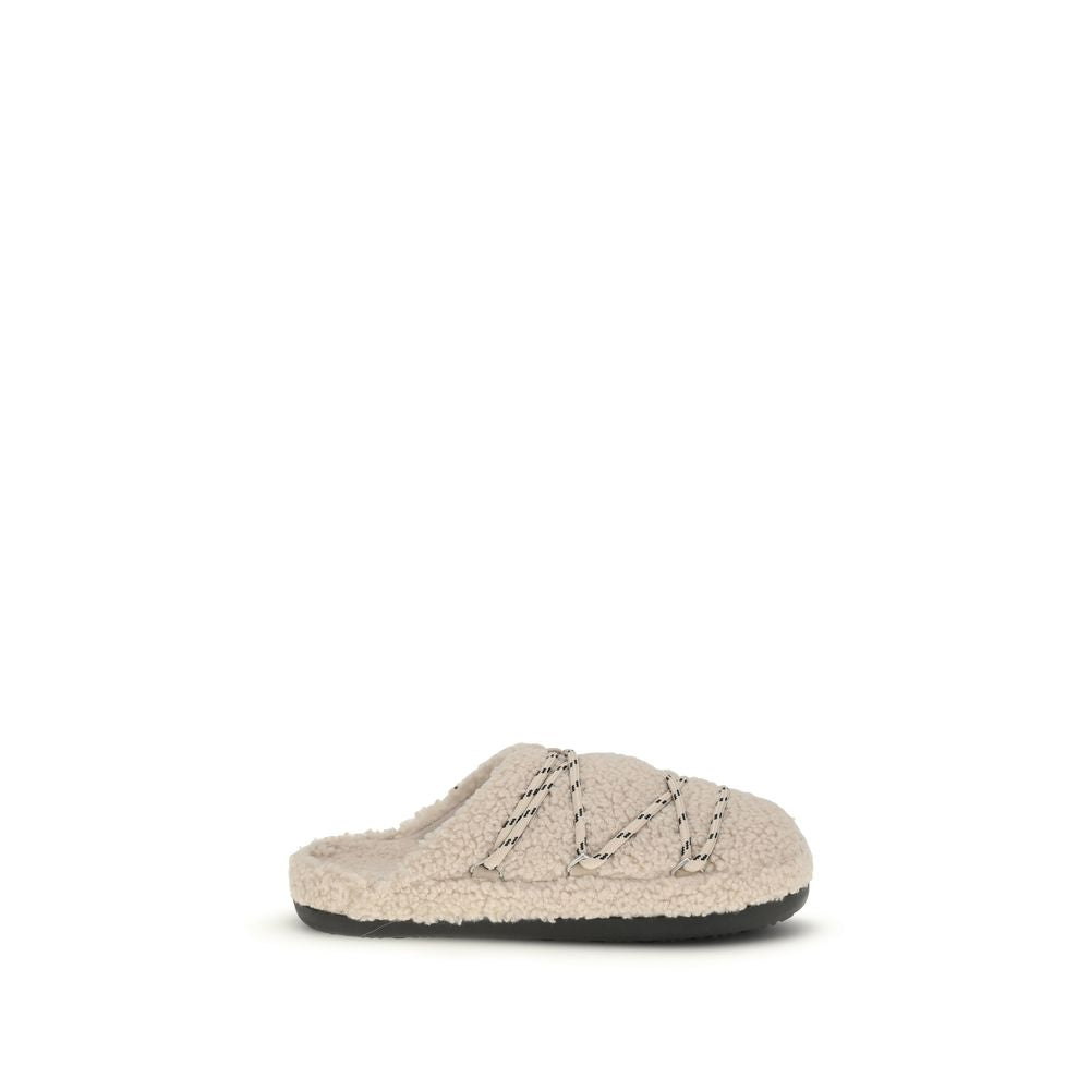Moon Boot Beige Polyamide Flats - Teddy Slipper