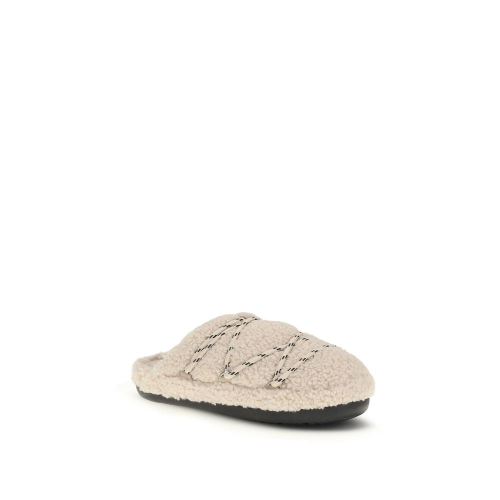 Moon Boot Beige Polyamide Flats - Teddy Slipper