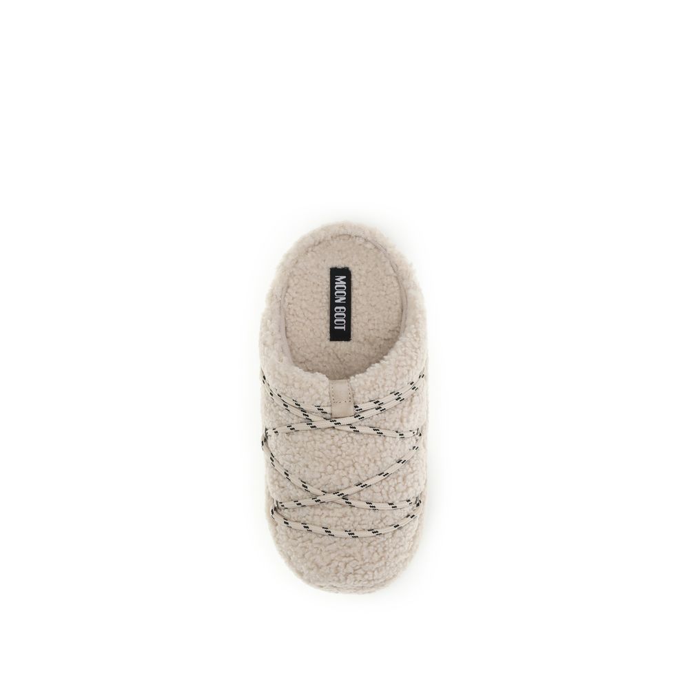 Moon Boot Beige Polyamide Flats - Teddy Slipper