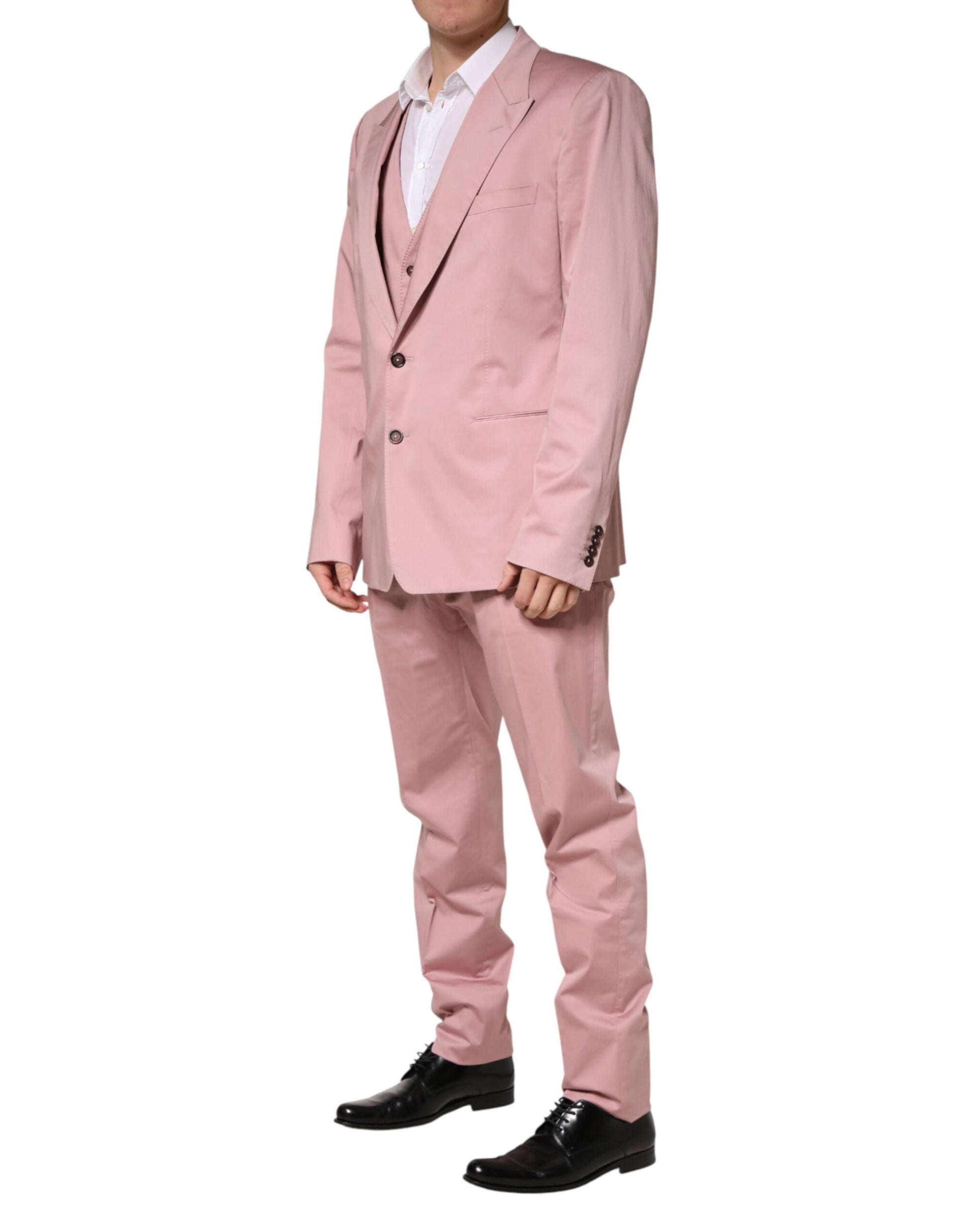 Dolce & Gabbana Pink Cotton Single Breasted 3 Piece Suit