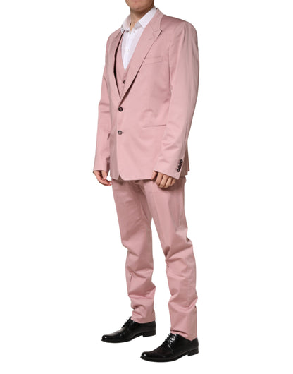 Dolce & Gabbana Pink Cotton Single Breasted 3 Piece Suit