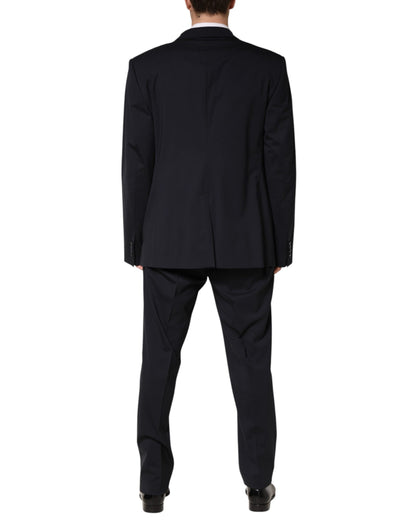 Dolce & Gabbana Blue Wool Double Breasted 2 Piece Men Suit