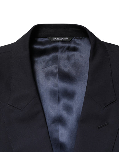 Dolce & Gabbana Blue Wool Double Breasted 2 Piece Men Suit