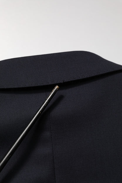 Dolce & Gabbana Blue Wool Double Breasted 2 Piece Men Suit