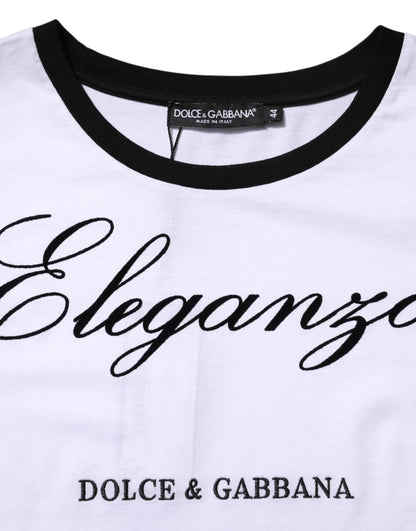 Dolce & Gabbana White Eleganza Cotton Crew Neck Tee