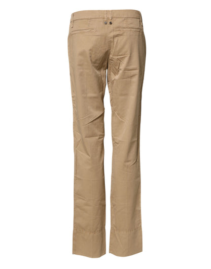PLEIN SUD Beige Straight Cotton Stretch Chino Pants