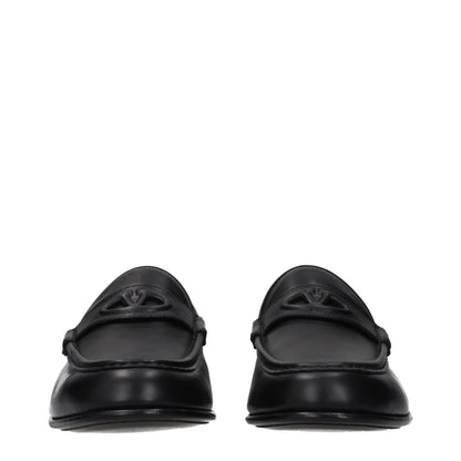 Valentino Garavani Black Leather Slip-On Loafers