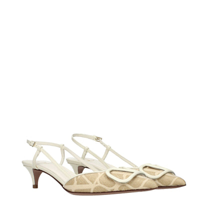 Valentino Garavani Beige Raffia Strap-On Sandals