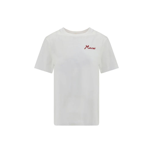 Marni White Cotton T-Shirt - Oversized Style with Signature Logo