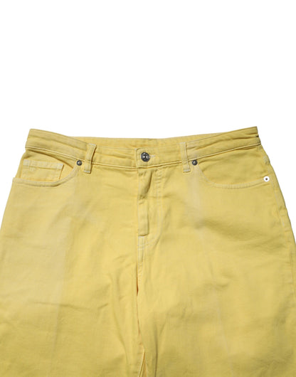 Nine In The Morning Yellow Tapered Mid Waist Denim Trouser Jeans