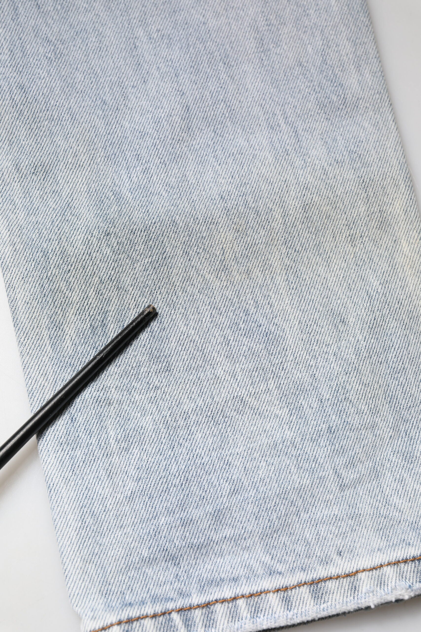 One Teaspoon Light Blue Tattered Mid Waist Straight Denim Jeans