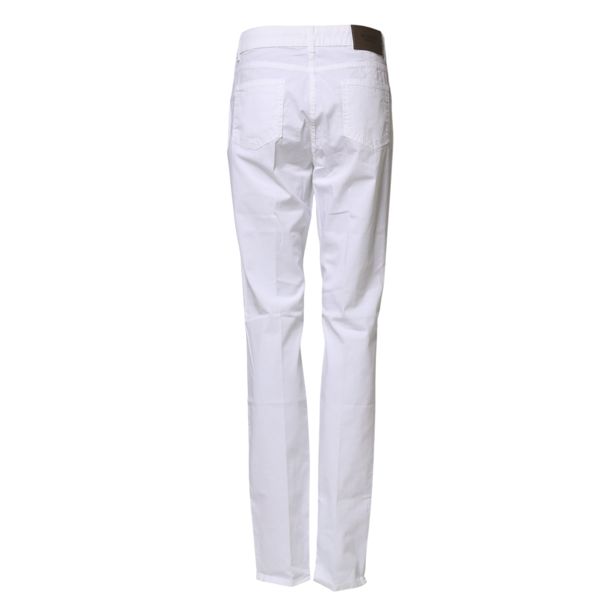 Peserico White Cotton Skinny Mid Waist Chino Trouser Pants