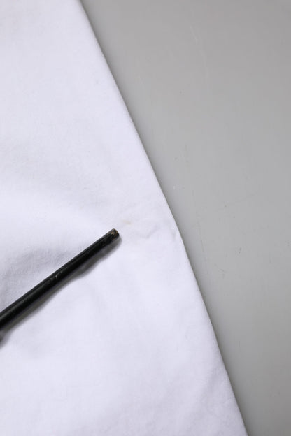 Peserico White Cotton Skinny Mid Waist Chino Trouser Pants