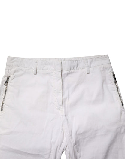 Gaudi White Mid Waist Skinny Chino Cotton Trouser Pants