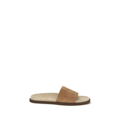 Brunello Cucinelli Beige Lamb Ovis Aries Flat Sandals