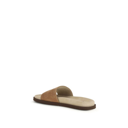 Brunello Cucinelli Beige Lamb Ovis Aries Flat Sandals