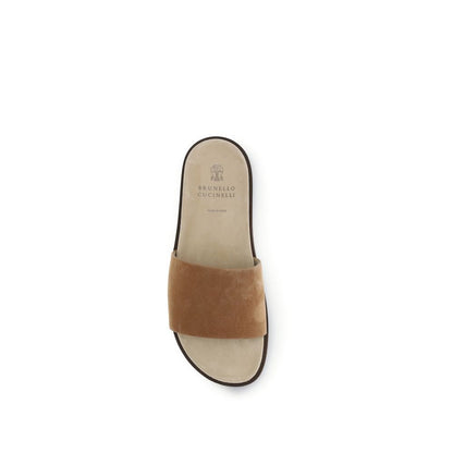 Brunello Cucinelli Beige Lamb Ovis Aries Flat Sandals