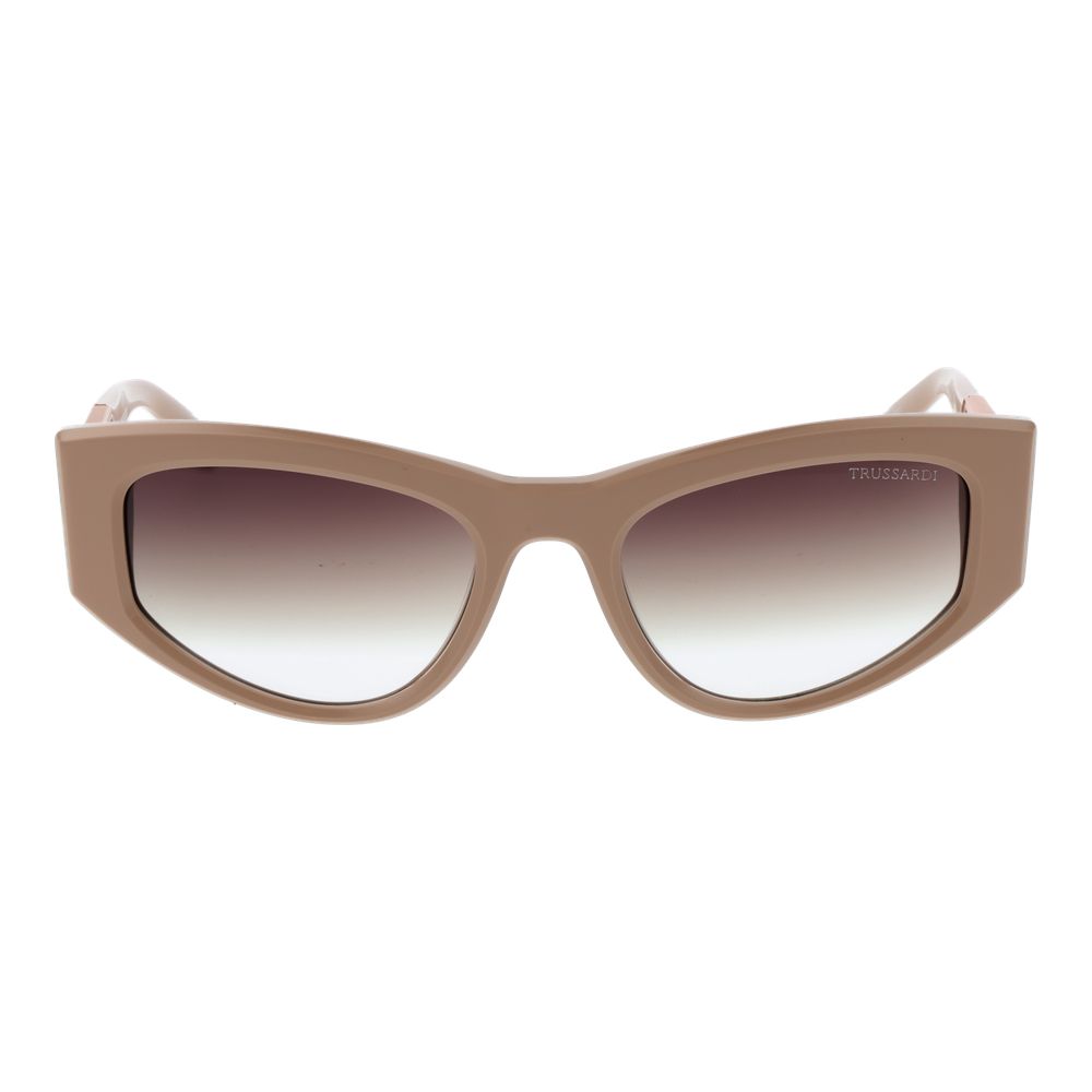 Trussardi Women’s Sunglasses – Beige Square Frame, Brown Gradient Lenses