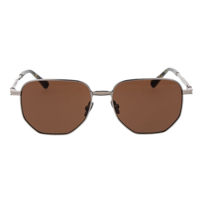 Scotch & Soda Men’s Sunglasses – Silver Geometric Frame, Brown Lenses