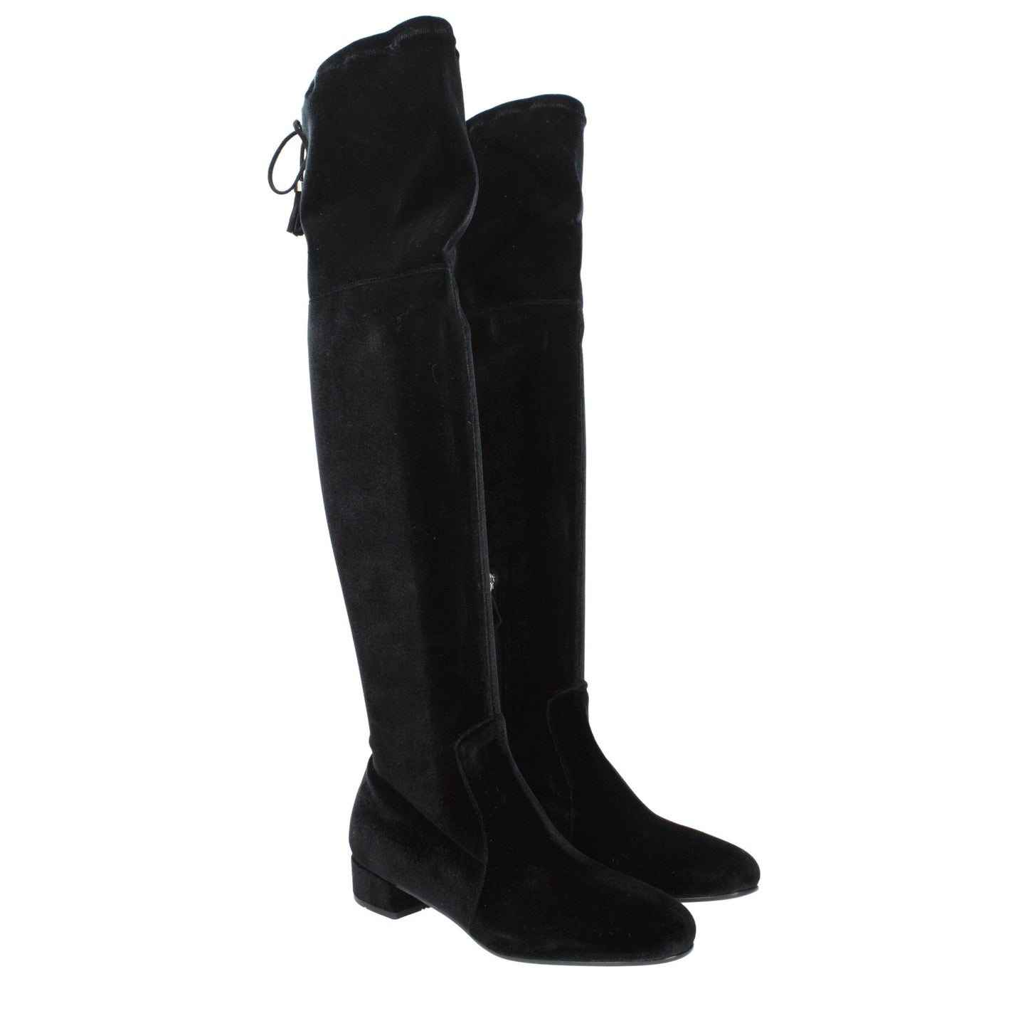 Prada Black Velvet Over The Knee Boots