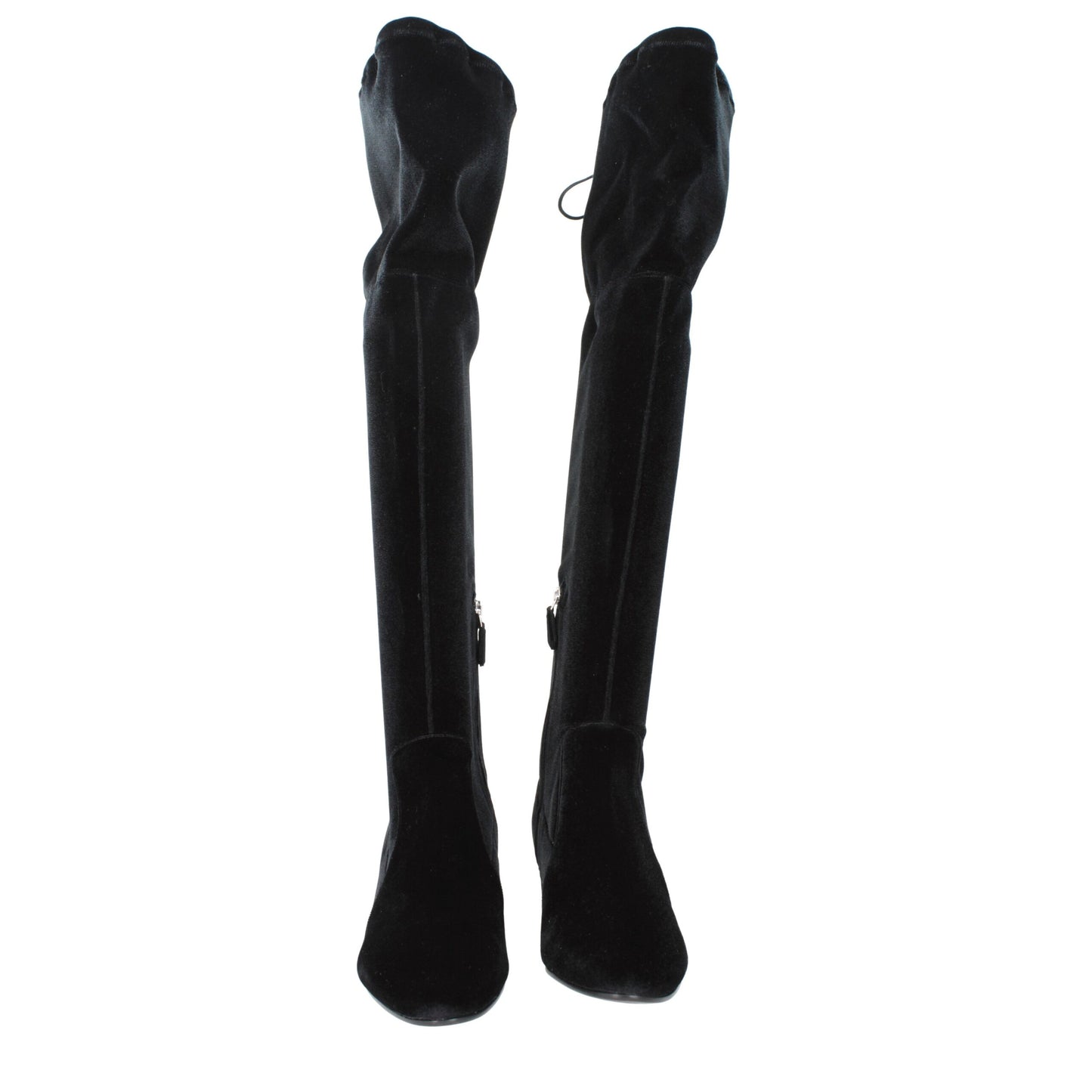 Prada Black Velvet Over The Knee Boots