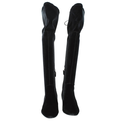 Prada Black Velvet Over The Knee Boots