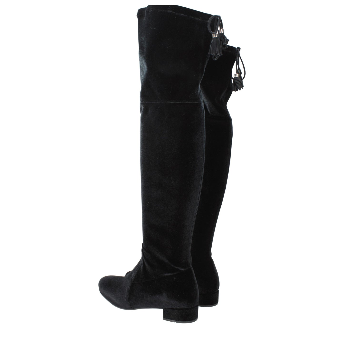 Prada Black Velvet Over The Knee Boots