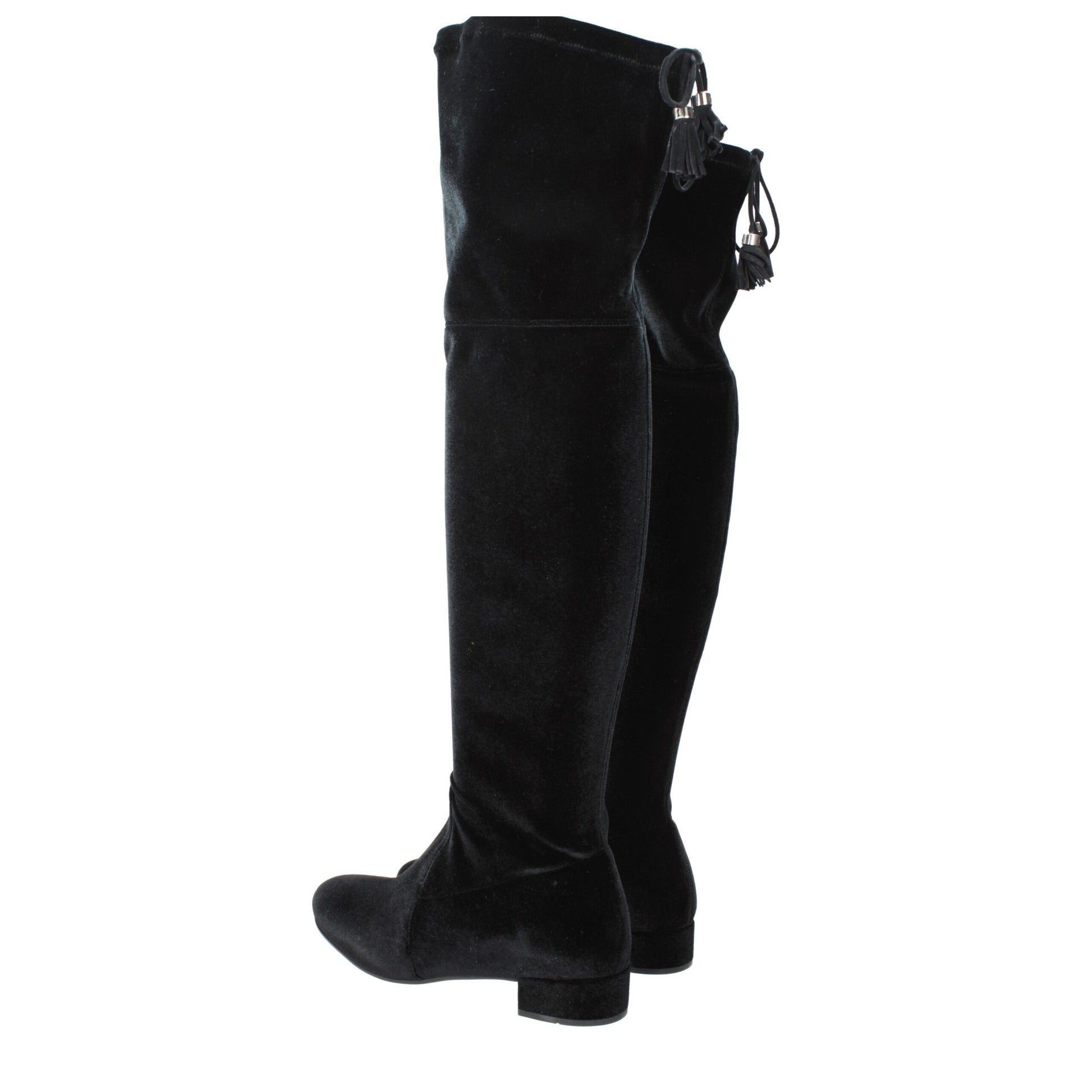 Prada Black Velvet Over The Knee Boots