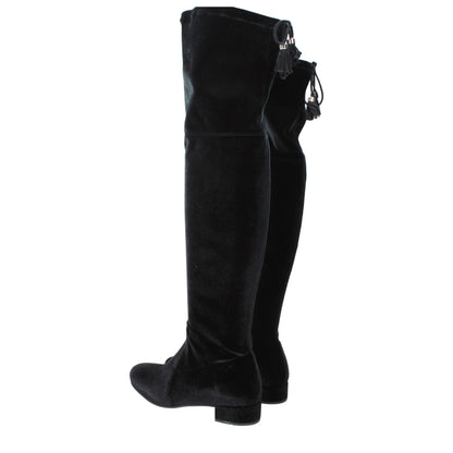 Prada Black Velvet Over The Knee Boots