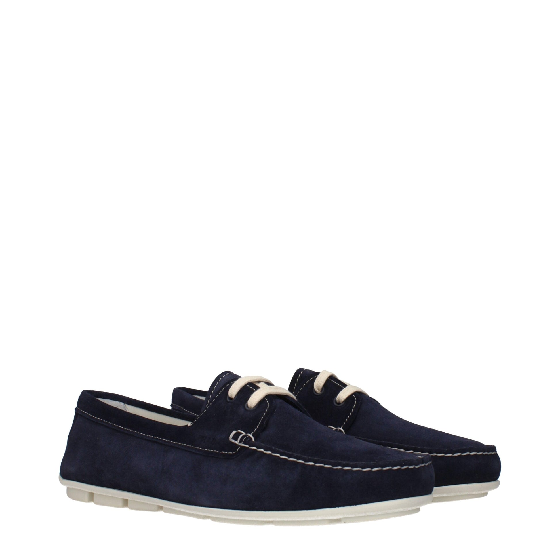 Prada Blue Leather Slip-On Loafers