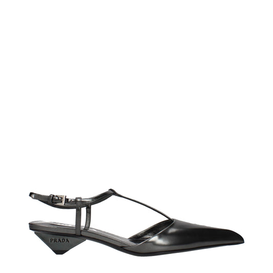 Prada Gray Leather Flat Sandals – Refined Elegance for Every Occasion