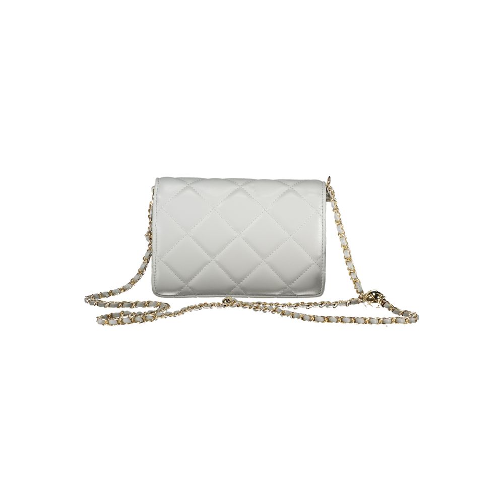 Mario Valentino Grigio Smooth Leather Shoulder Bag with Chain Detail