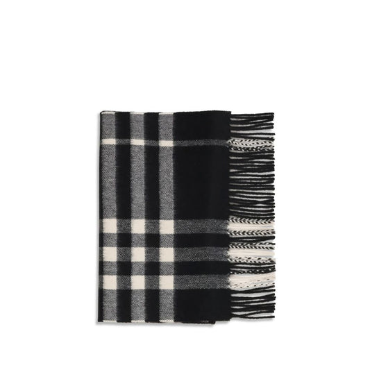 Burberry Black Cashmere Scarf - Embroidered Elegance