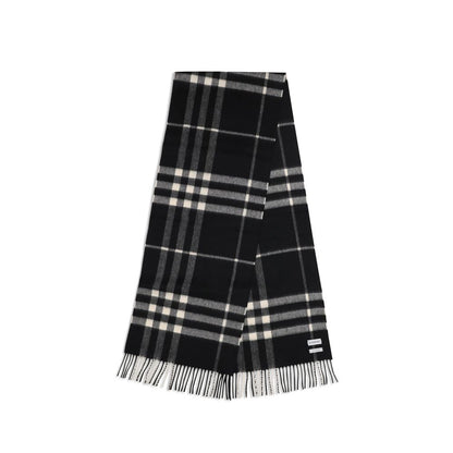 Burberry Black Cashmere Scarf - Embroidered Elegance